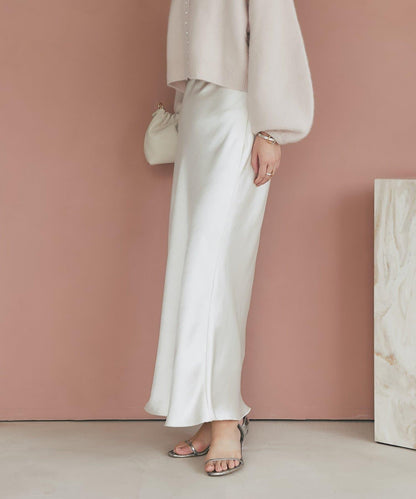 【4尺碼可選】緞面長款修身半身裙