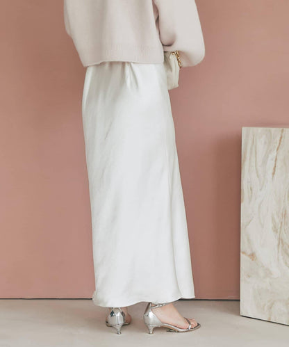 【4尺碼可選】緞面長款修身半身裙