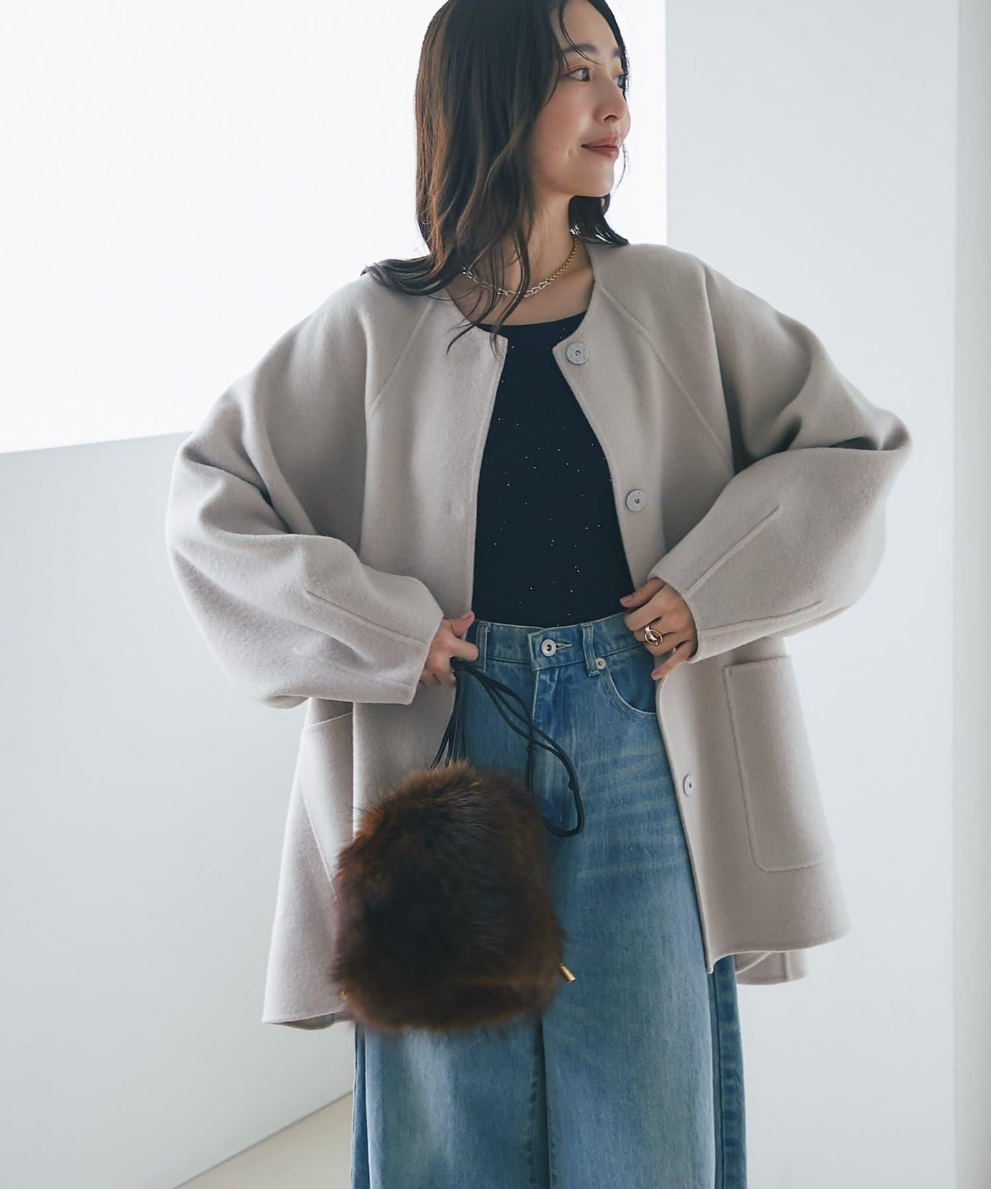 【miki監修配色・復刻】輕薄插肩喇叭袖大衣