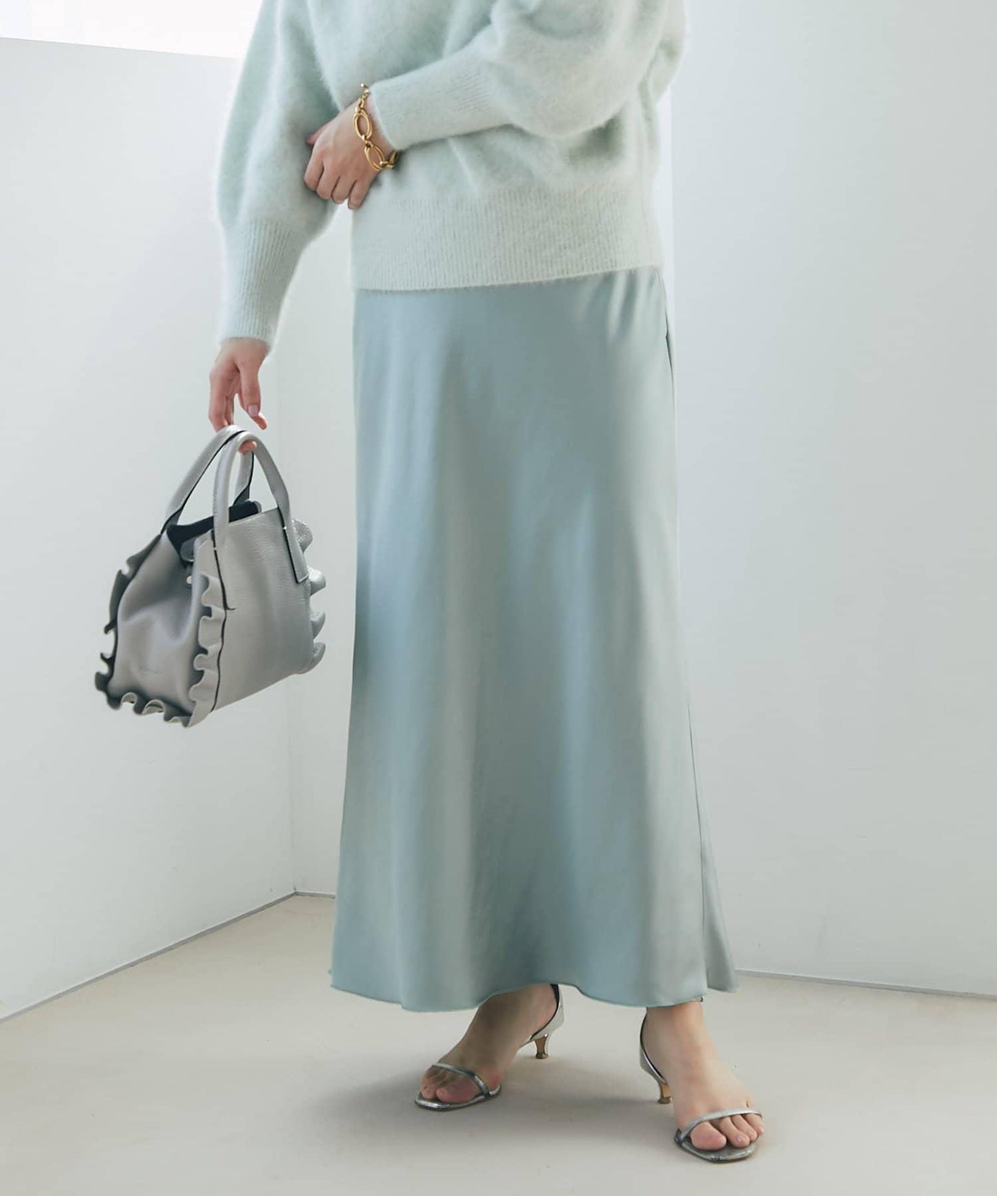 【4尺碼可選】緞面長款修身半身裙