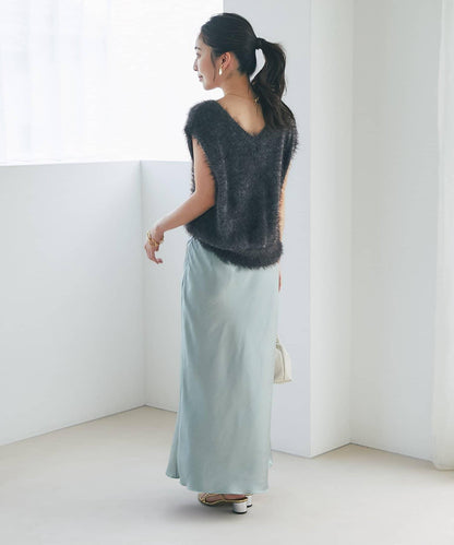 【4尺碼可選】緞面長款修身半身裙