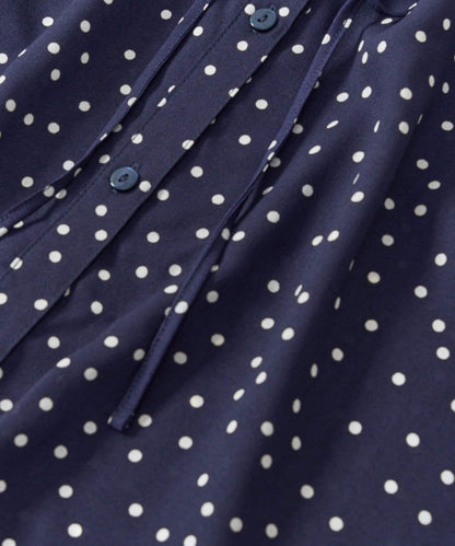 波點印花荷葉邊領襯衫