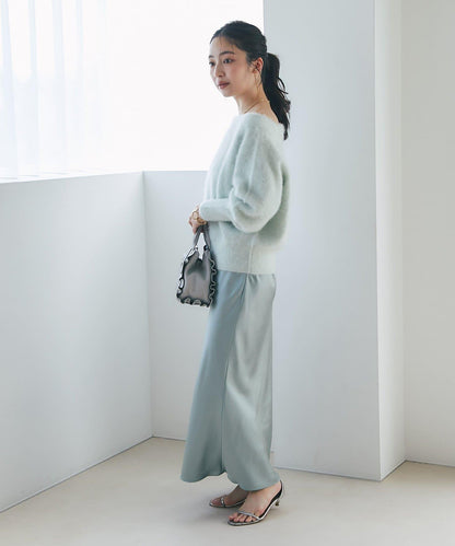 【miki監修】毛絨羊毛羊絨混紡一字肩針織衫