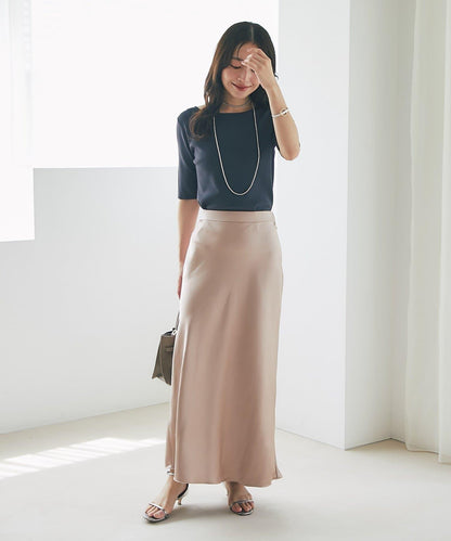 【4尺碼可選】緞面長款修身半身裙