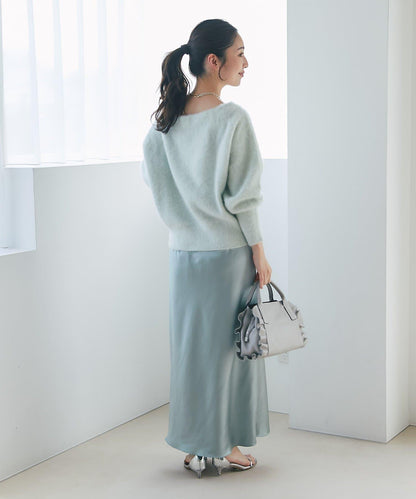 【miki監修】毛絨羊毛羊絨混紡一字肩針織衫