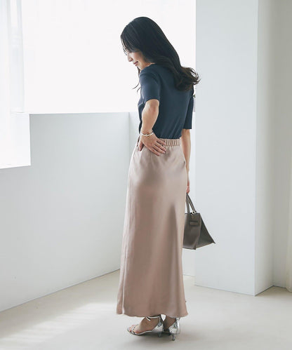 【4尺碼可選】緞面長款修身半身裙