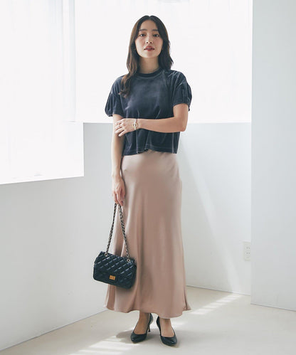 【4尺碼可選】緞面長款修身半身裙