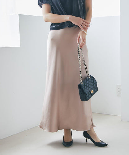 【4尺碼可選】緞面長款修身半身裙