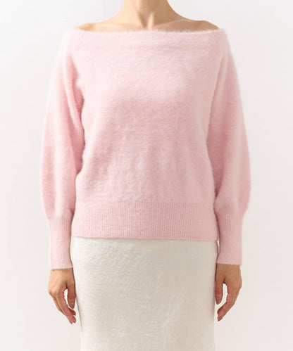 【miki監修】毛絨羊毛羊絨混紡一字肩針織衫