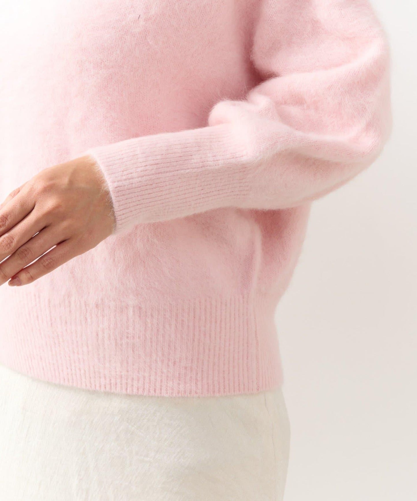 【miki監修】毛絨羊毛羊絨混紡一字肩針織衫