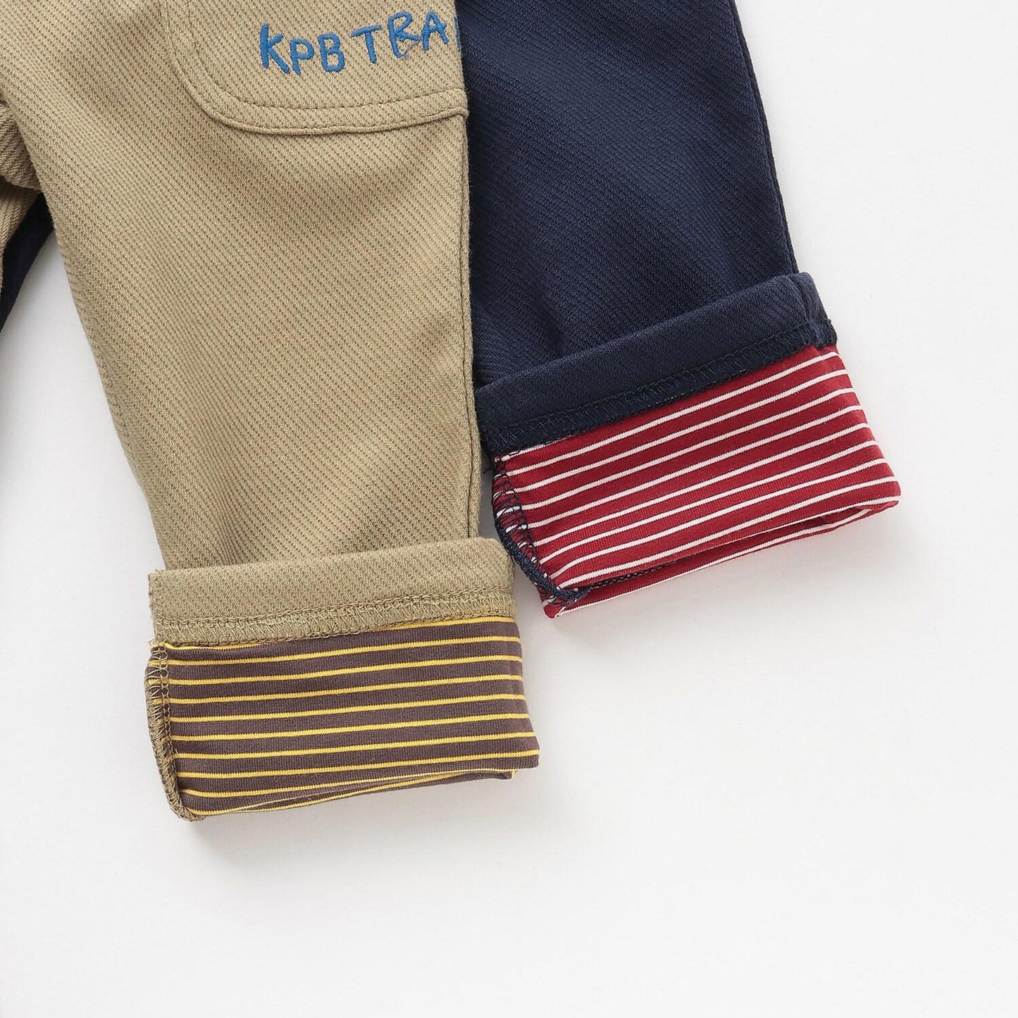 電車刺繡針織斜紋長褲