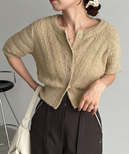 迷你羽毛短袖開衫