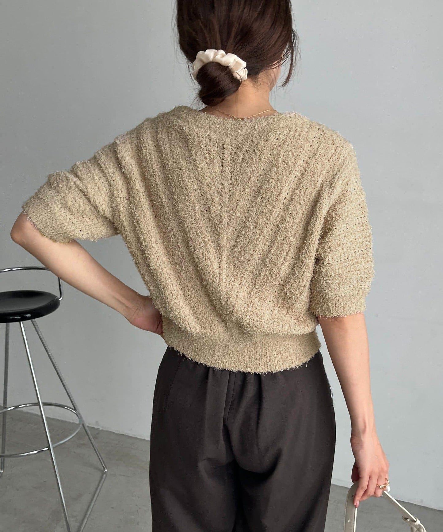 迷你羽毛短袖開衫