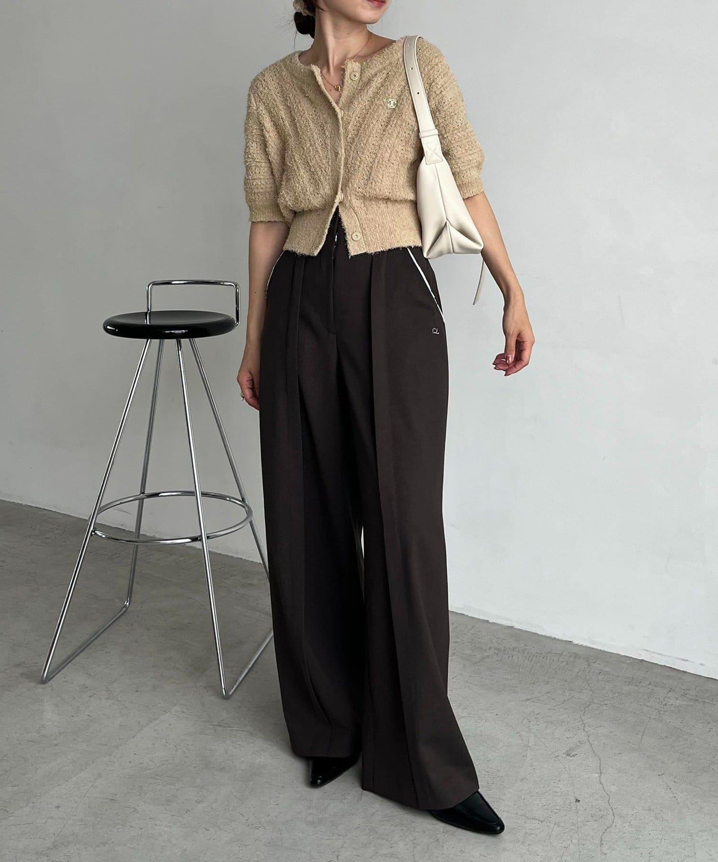 迷你羽毛短袖開衫