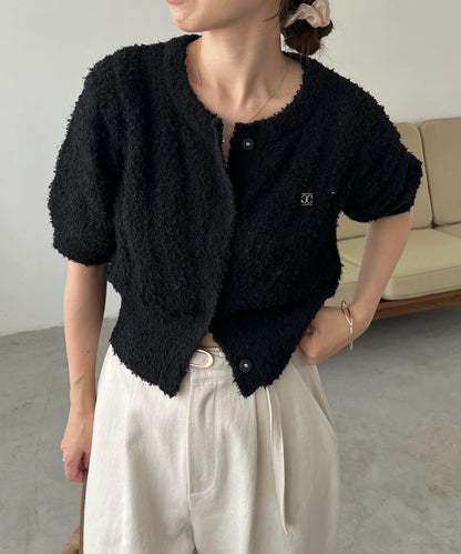 迷你羽毛短袖開衫