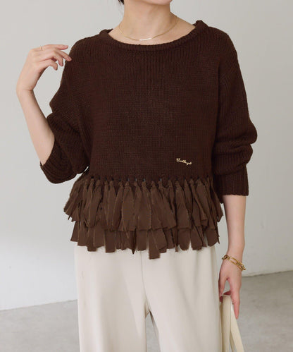 下襬流蘇針織衫