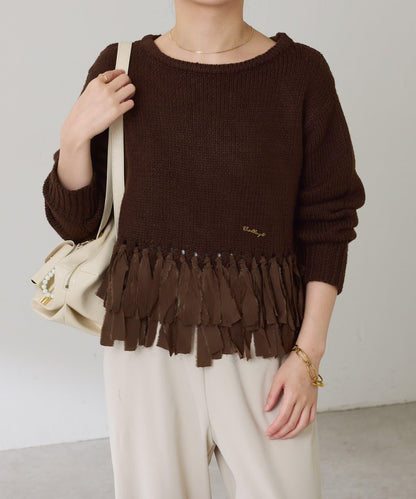 下襬流蘇針織衫