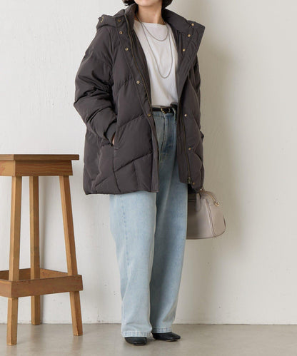 金屬孔眼連帽羽絨服