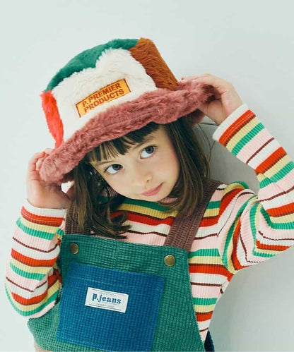 多色仿皮草漁夫帽