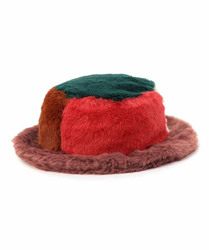 多色仿皮草漁夫帽