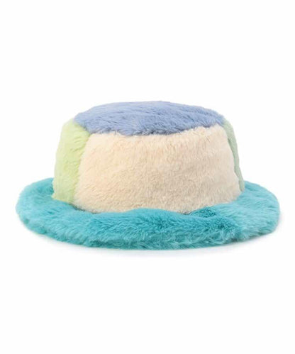 多色仿皮草漁夫帽