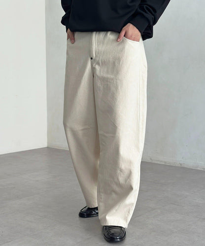 【可成套搭配】腰部鉤扣後褶牛仔褲