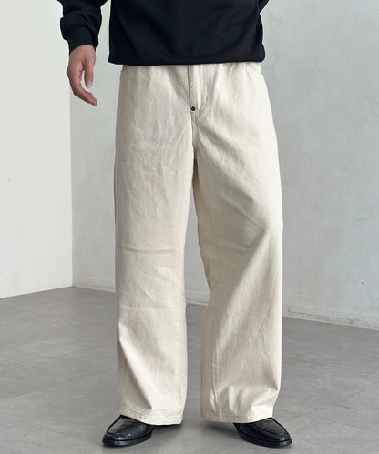 【可成套搭配】腰部鉤扣後褶牛仔褲