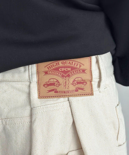 【可成套搭配】腰部鉤扣後褶牛仔褲