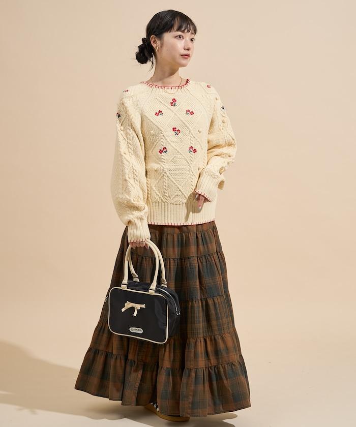 花卉刺繡針織套頭衫