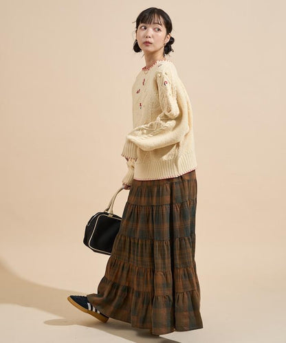 花卉刺繡針織套頭衫