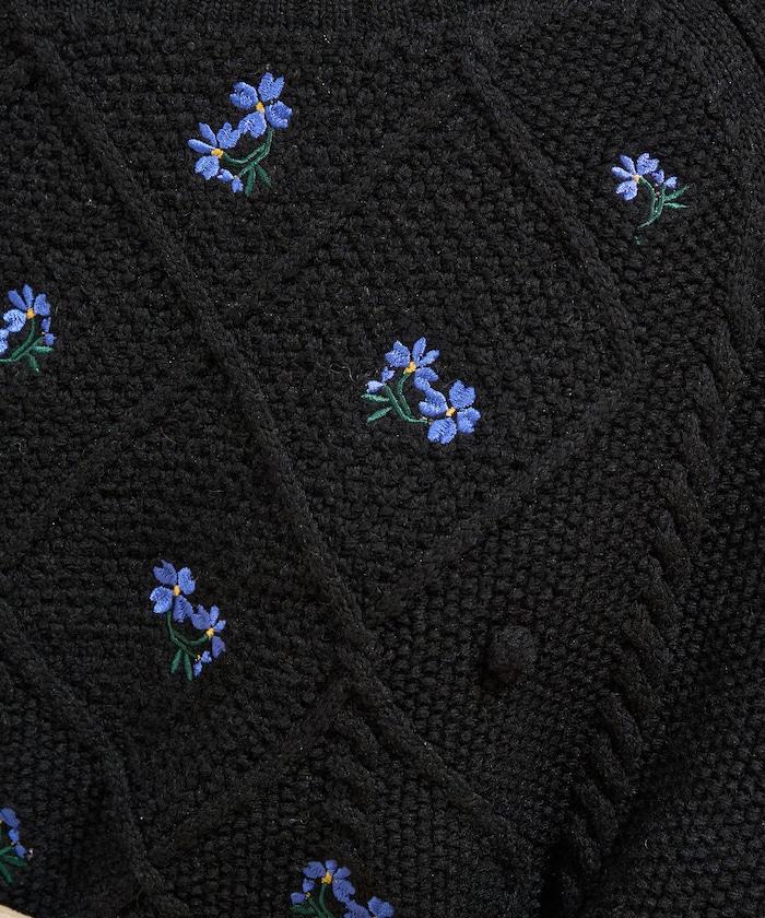 花卉刺繡針織套頭衫