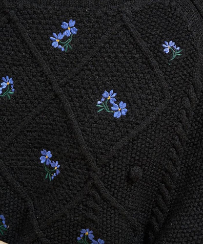 花卉刺繡針織套頭衫