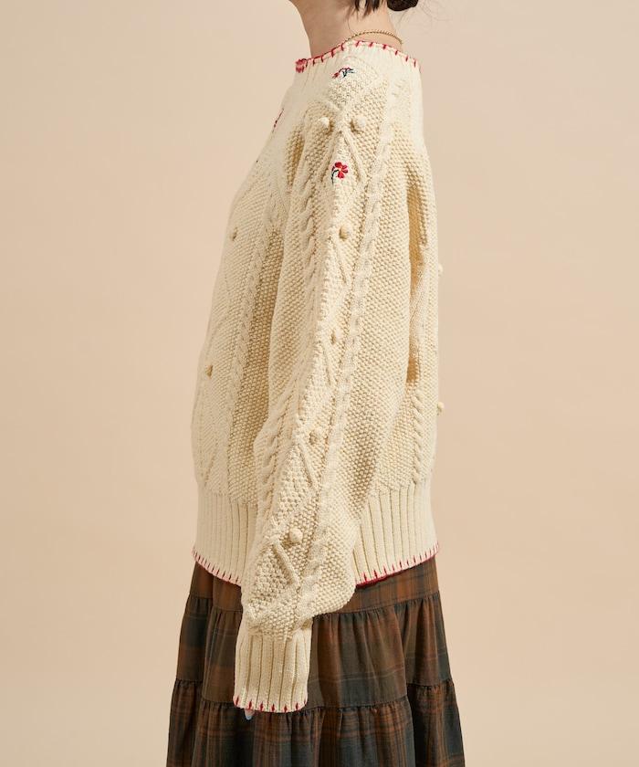 花卉刺繡針織套頭衫