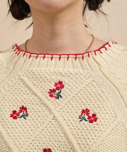 花卉刺繡針織套頭衫