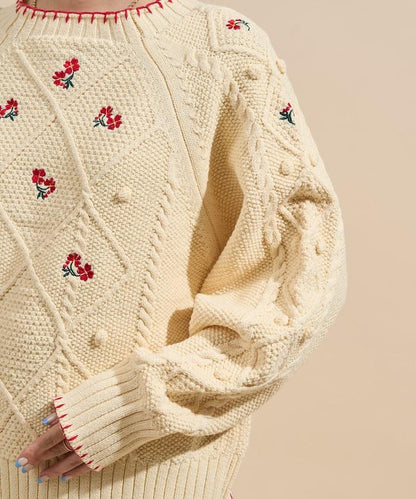 花卉刺繡針織套頭衫