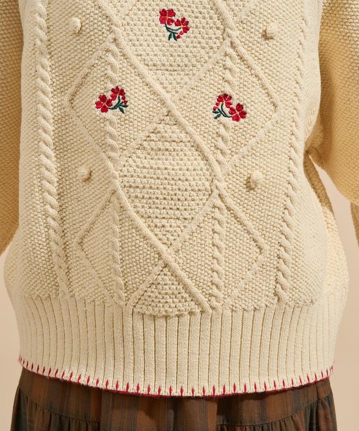 花卉刺繡針織套頭衫