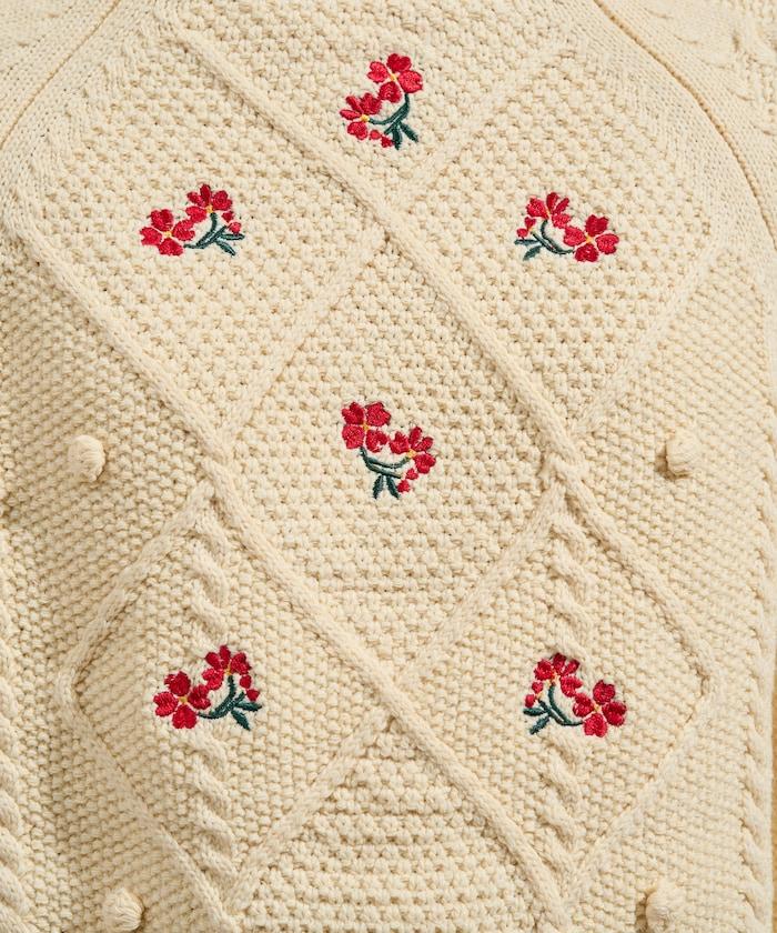 花卉刺繡針織套頭衫