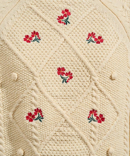 花卉刺繡針織套頭衫