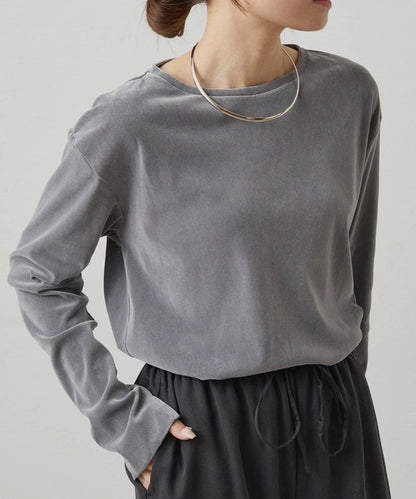 【復刻】尼龍網紗天鵝絨圓領長袖T恤