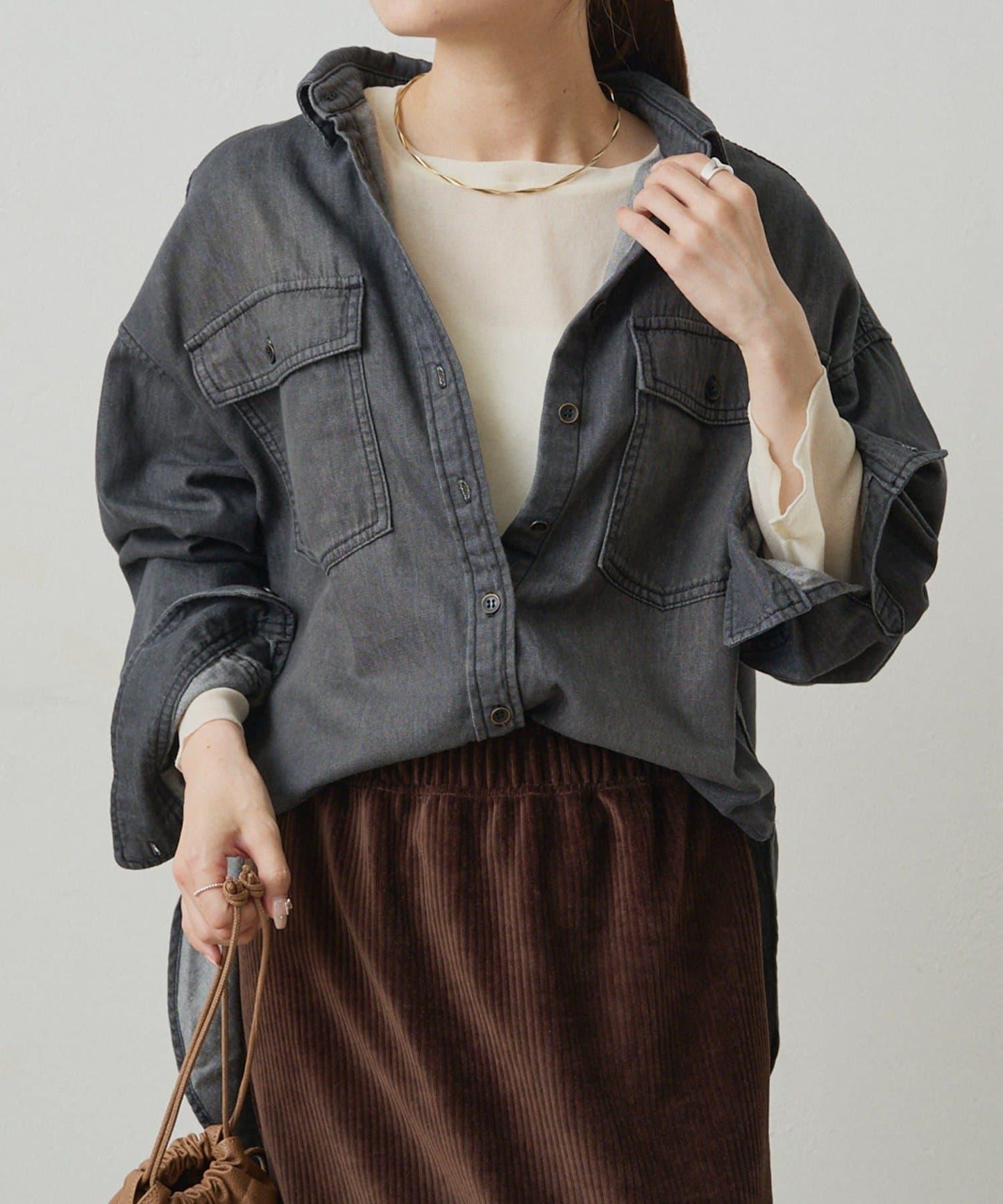 【復刻】尼龍網紗天鵝絨圓領長袖T恤