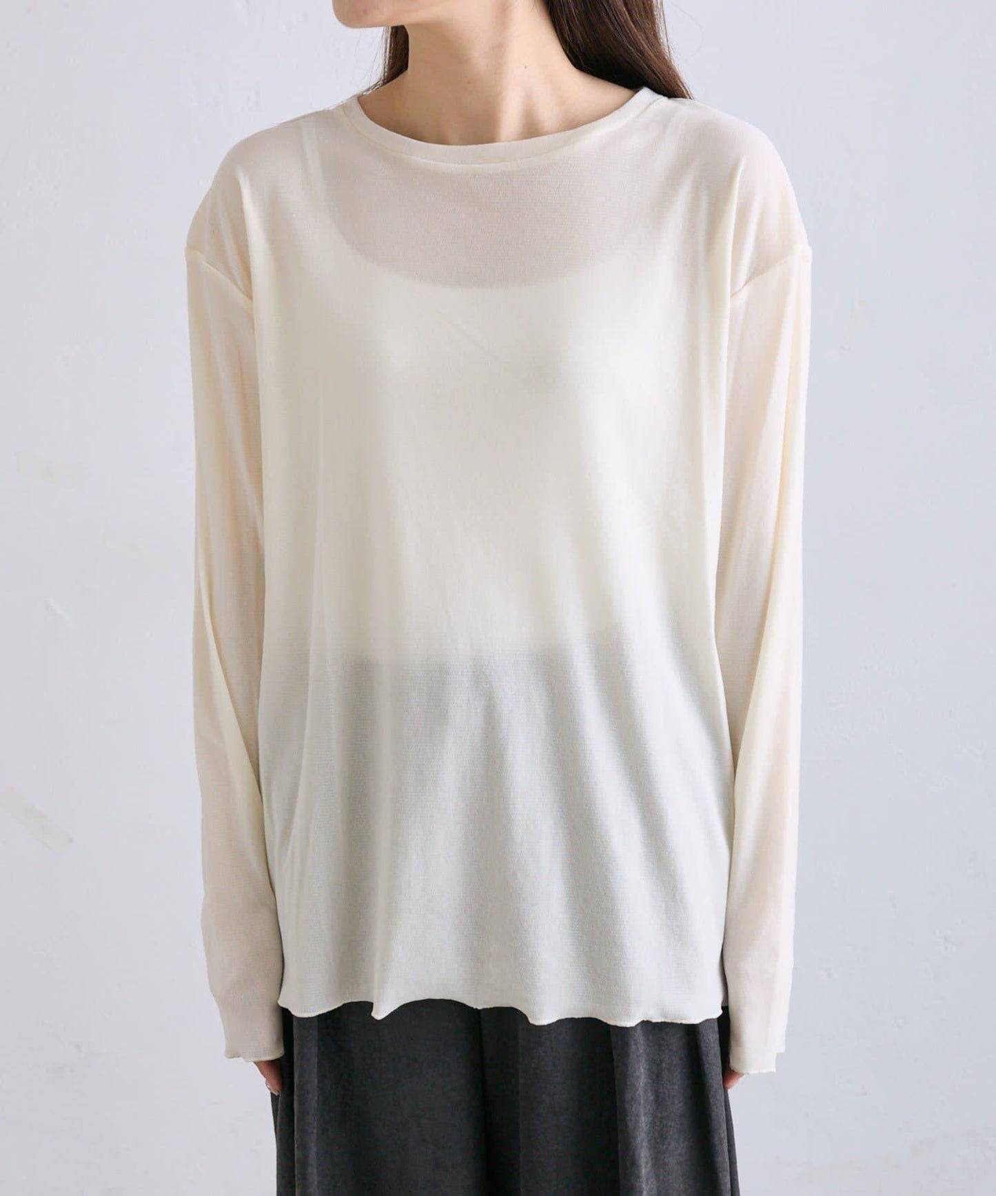 【復刻】尼龍網紗天鵝絨圓領長袖T恤