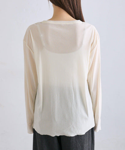 【復刻】尼龍網紗天鵝絨圓領長袖T恤