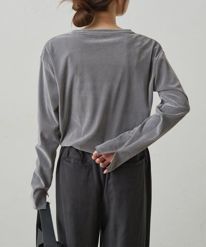 【復刻】尼龍網紗天鵝絨圓領長袖T恤