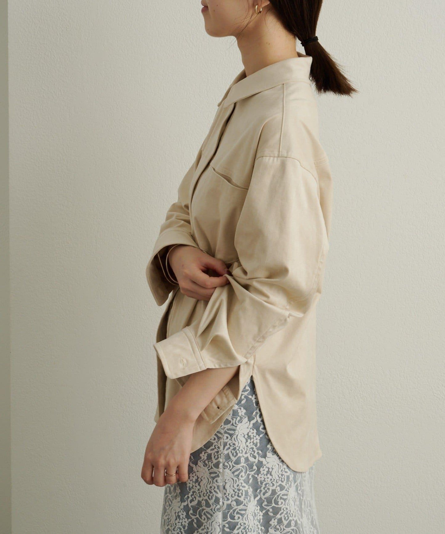 仿麂皮翻領襯衫