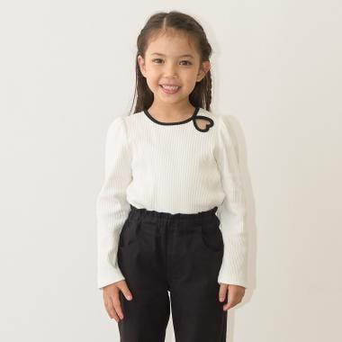 拼色愛心羅紋上衣