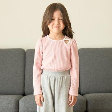 拼色愛心羅紋上衣