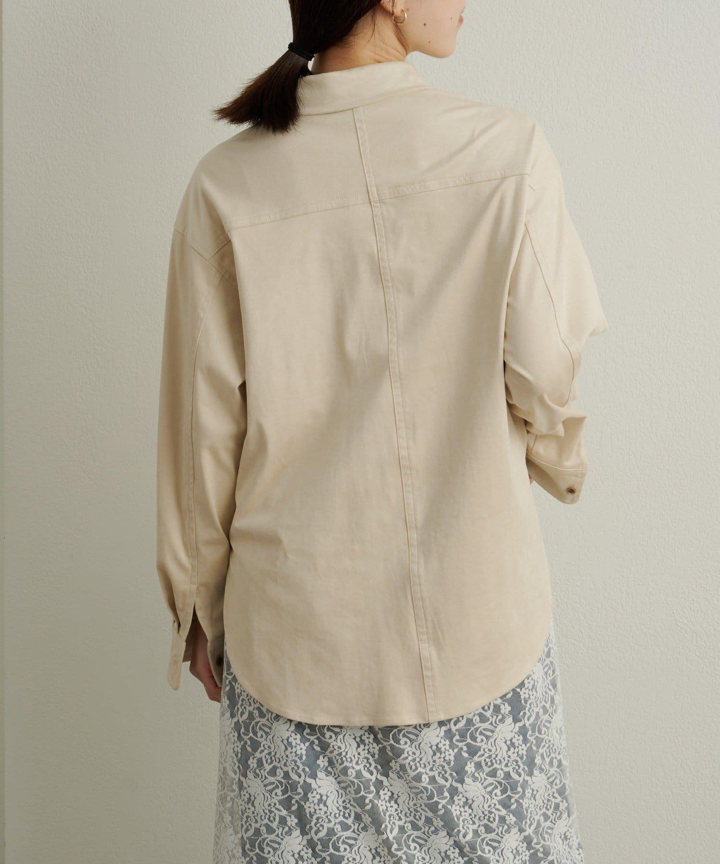 仿麂皮翻領襯衫