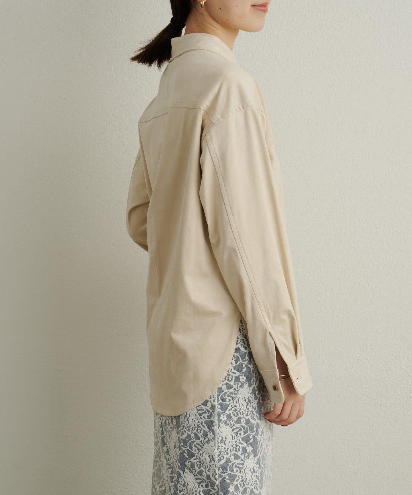 仿麂皮翻領襯衫