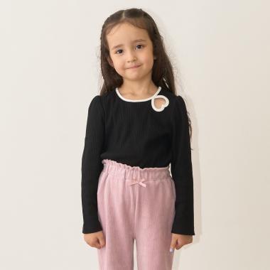 拼色愛心羅紋上衣