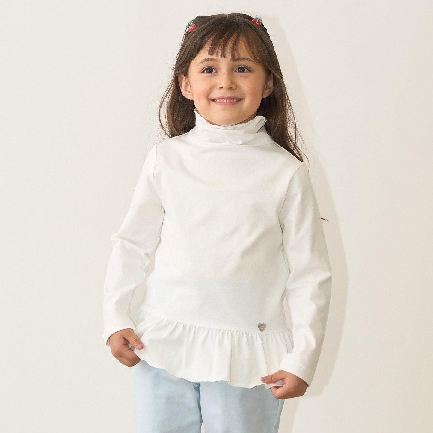 荷葉邊下襬褶皺高領衫